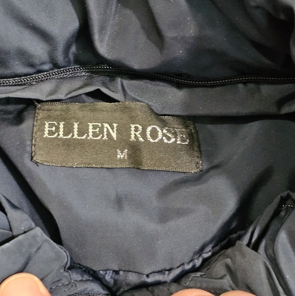 Ellen Rose Women's Navy Quilted Belted Puffer Coat Hooded Long Size M Classic - Picture 4 of 7